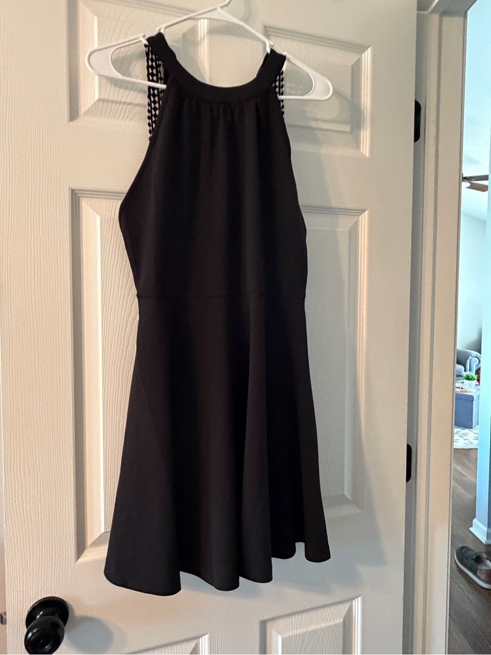 Women's Black Halter Skater Dress